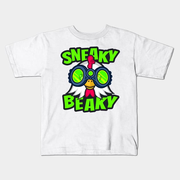 Sneaky Beaky Chicken Kids T-Shirt by Archanor